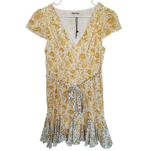 Celina Moon Belted Mini Floral Dress M Boho Romantic Cottage Farmhouse Fairy - Picture 2 of 8